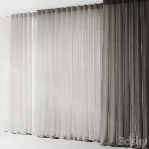 3DSky - Curtains with Folds on the Floor of Fine Linen - Image 3