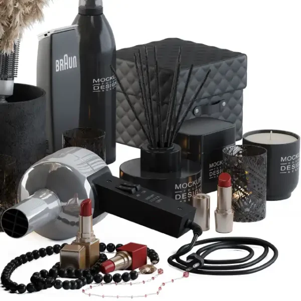 3DSky - Bathroom Decor Set 05 Black Set with Pampas Plant - Image 3