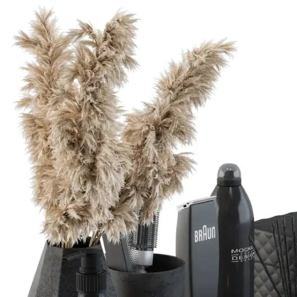 3DSky - Bathroom Decor Set 05 Black Set with Pampas Plant - Image 4