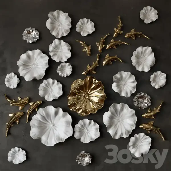 3DSky - Ceramic Panno Fish in Lilies