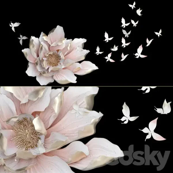 3DSky - HP Decor Wall Decor Flower and Butterfly II