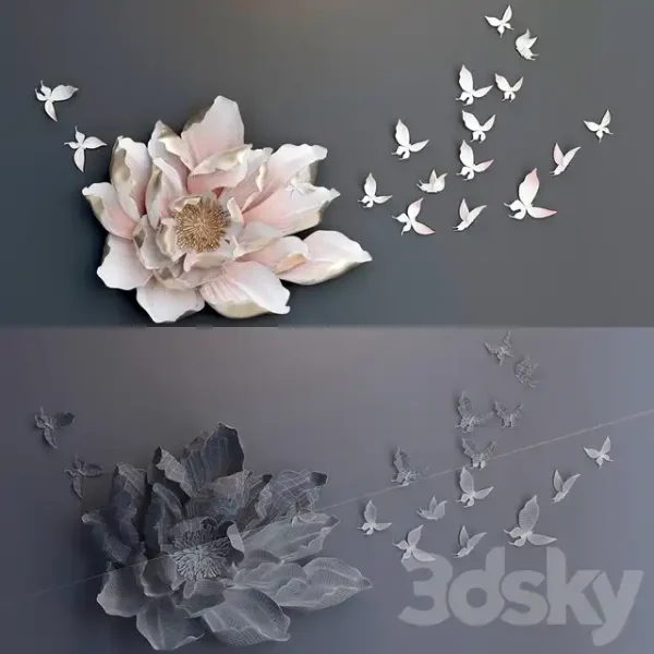 3DSky - HP Decor Wall Decor Flower and Butterfly II - Image 2