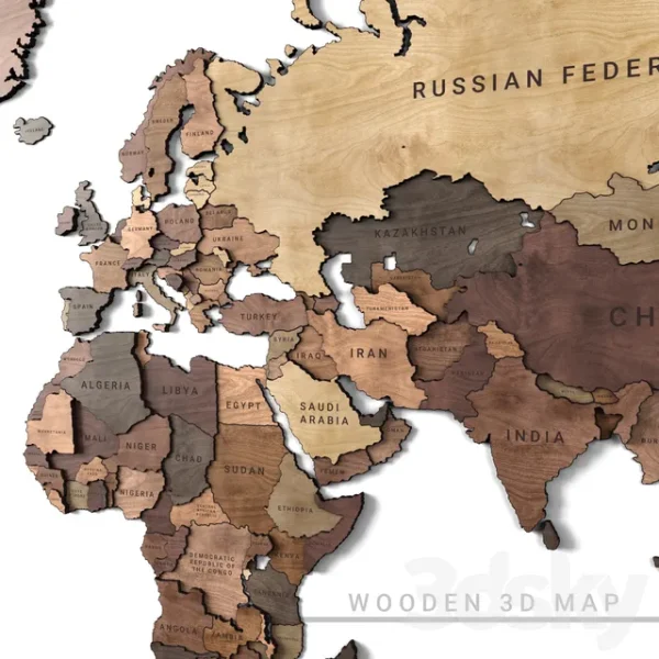 3DSky - Wooden Panel World Map 2