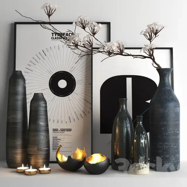 3DSky - Set527 Black Vases