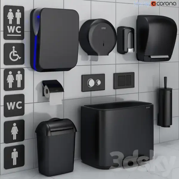 3DSky - Bathroom Accessories Set 72 Black