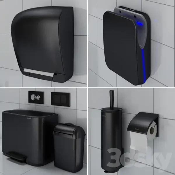 3DSky - Bathroom Accessories Set 72 Black - Image 2