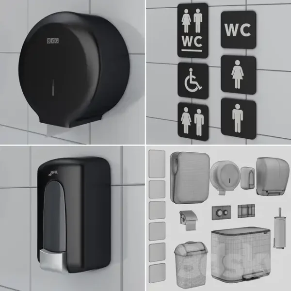 3DSky - Bathroom Accessories Set 72 Black - Image 3