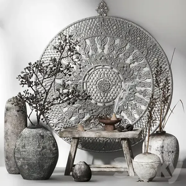 3DSky - Decorative Set 015 with Macrame Panno