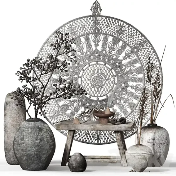 3DSky - Decorative Set 015 with Macrame Panno - Image 2
