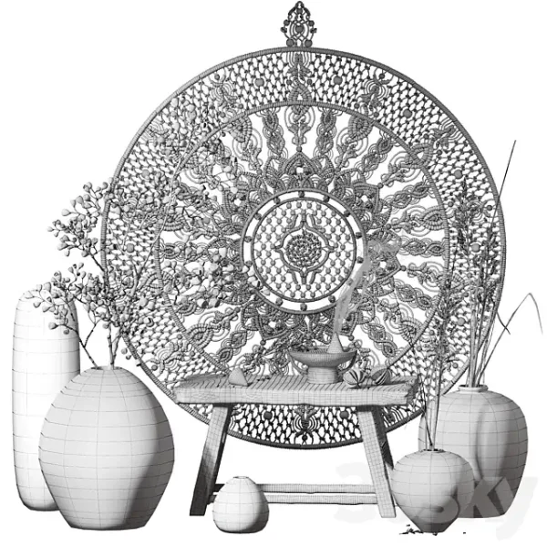 3DSky - Decorative Set 015 with Macrame Panno - Image 4