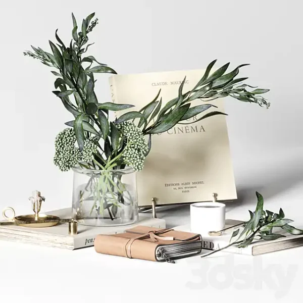 3DSky - Decorative Set 018 with Coffee and Bouquet - Image 2