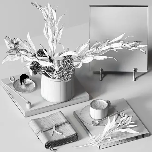 3DSky - Decorative Set 018 with Coffee and Bouquet - Image 5