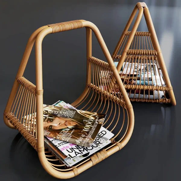 3DSky - Journals Set and Wicker Stand Made of Natural Rattan