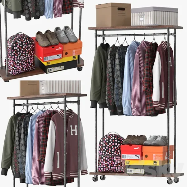3DSky - Industrial Clothes Rail Rack