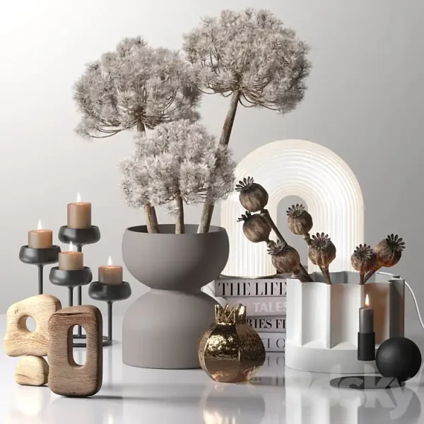 3DSky - Decor Set 03 with Fluffy Dried Flower