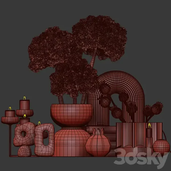 3DSky - Decor Set 03 with Fluffy Dried Flower - Image 4