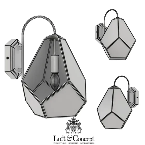 3DSky - Sconce Geometry Glass Light Bra Milk - Image 3