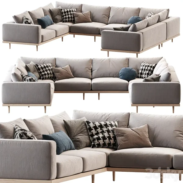 3DSky - Newport 5 Piece U Shaped Sectional