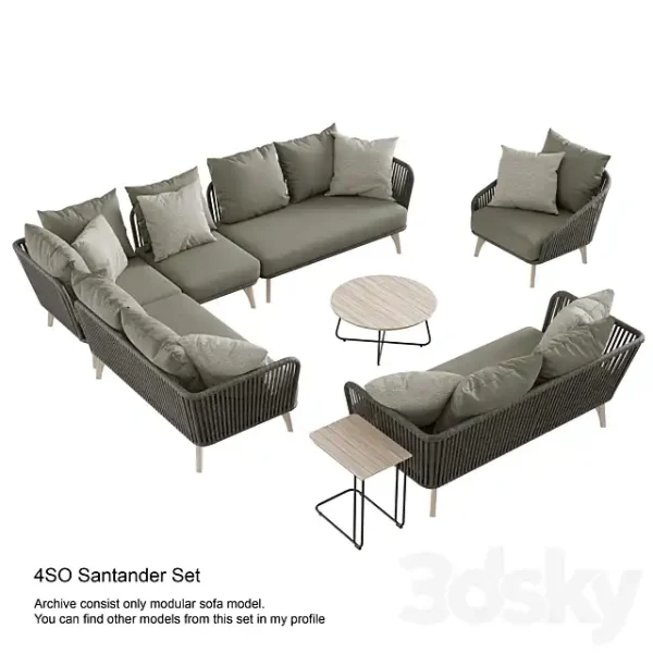 3DSky - Outdoor Garden Wicker Woven Modular Sofa 4so Santander