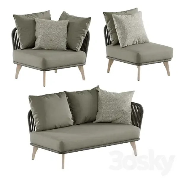 3DSky - Outdoor Garden Wicker Woven Modular Sofa 4so Santander - Image 2