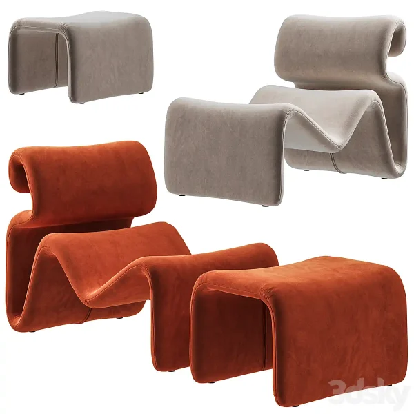 3DSky - Artilleriet Etcetera Fabric Lounge Chair and Footstool