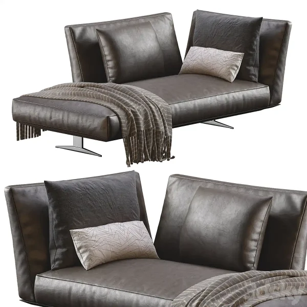 3DSky - Chaise Lounge Evergreen Leather By Flexform