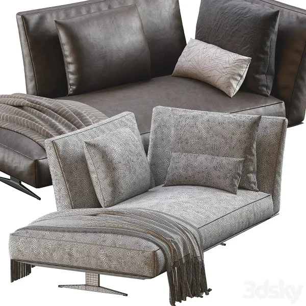 3DSky - Chaise Lounge Evergreen Leather By Flexform - Image 3