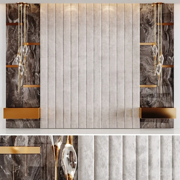 3DSky - Headboard Rex Marble Brown And Beige Fabric Panels