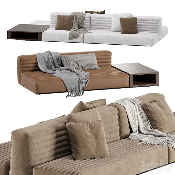 3DSky - Minotti Roger Modular Sofa 2 Version Leather & Velvet
