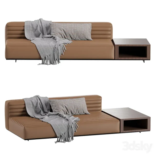 3DSky - Minotti Roger Modular Sofa 2 Version Leather & Velvet - Image 3