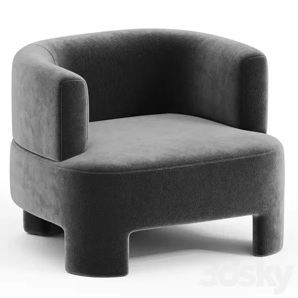 3DSky - Fauteuil Velours Darrel