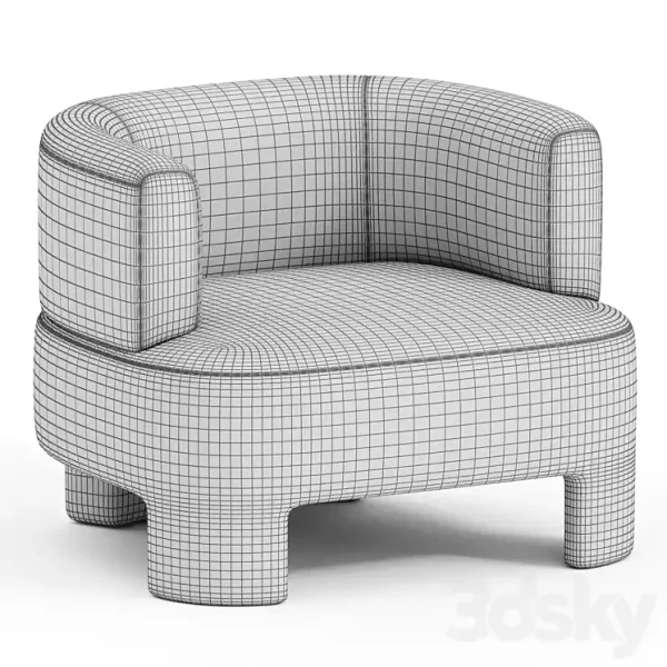 3DSky - Fauteuil Velours Darrel - Image 3
