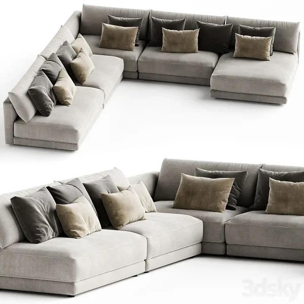 3DSky - Blanche Katarina Corner Couch Sofa N2