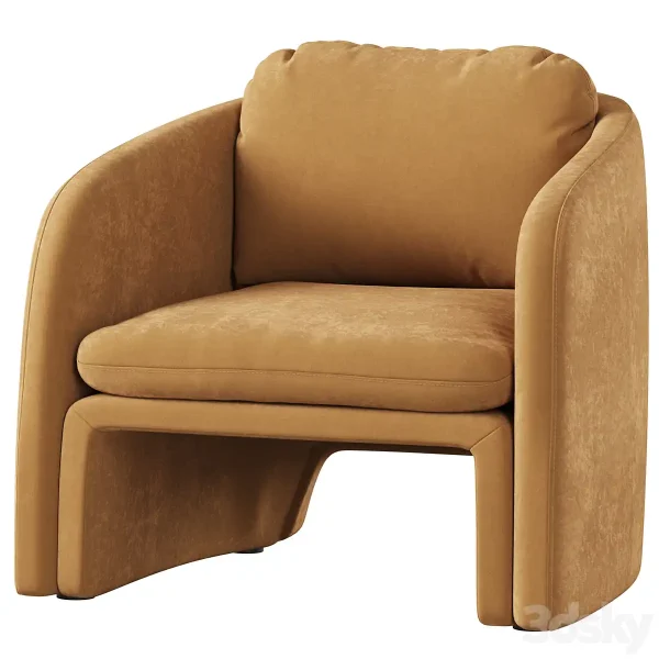 3DSky - Low Chair Upholstered in Suede Warren