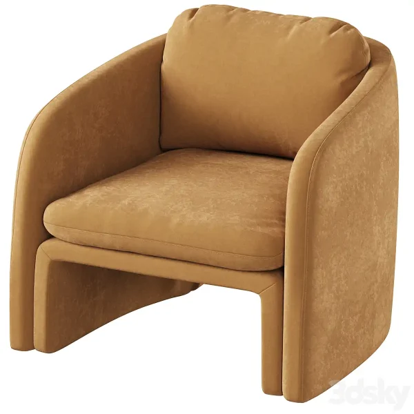 3DSky - Low Chair Upholstered in Suede Warren - Image 3