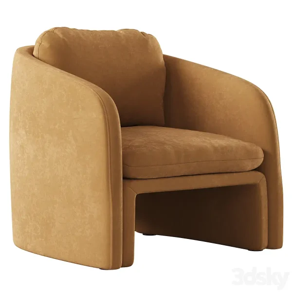 3DSky - Low Chair Upholstered in Suede Warren - Image 2