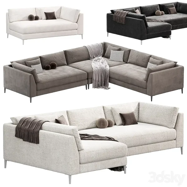 3DSky - DECKER 2 PIECE L SHAPED WHITE PERFORMANCE SOFA
