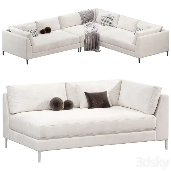 3DSky - DECKER 2 PIECE L SHAPED WHITE PERFORMANCE SOFA - Image 4
