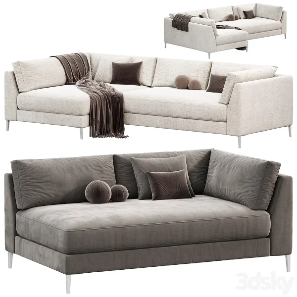 3DSky - DECKER 2 PIECE L SHAPED WHITE PERFORMANCE SOFA - Image 2
