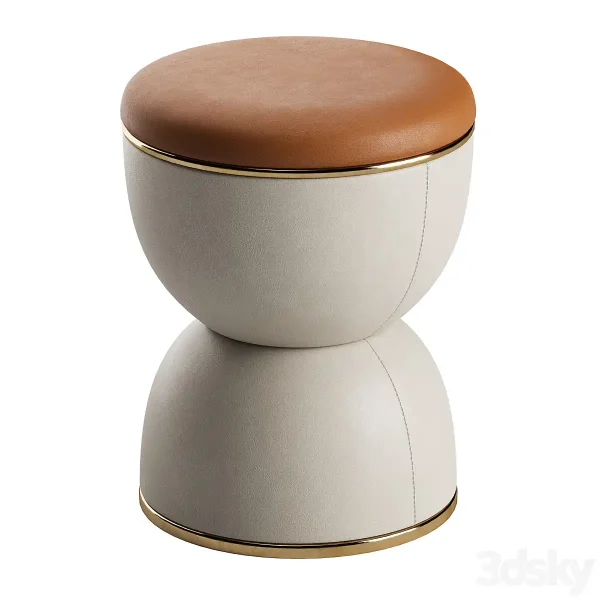 3DSky - Hourglass Shaped Leather Pouffe Cesare - Image 3