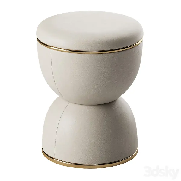 3DSky - Hourglass Shaped Leather Pouffe Cesare - Image 2