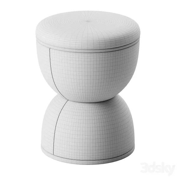 3DSky - Hourglass Shaped Leather Pouffe Cesare - Image 4