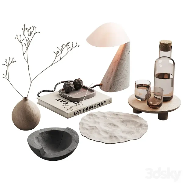 3DSky - 371 Decorative Set 039 Japandi Accessories Kit 01