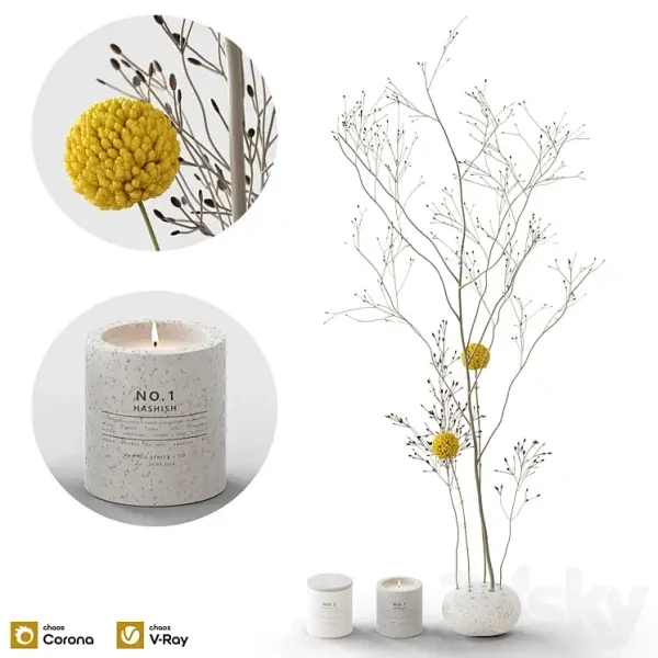 3DSky - Decorative Set 58 Branch and Candles
