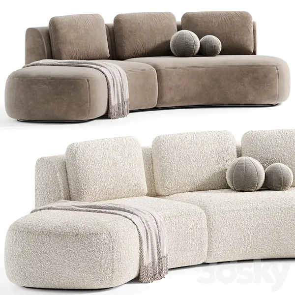 3DSky - Pebble Boucle Curved Modular Sofa by Deluxdeco
