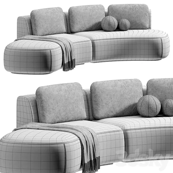 3DSky - Pebble Boucle Curved Modular Sofa by Deluxdeco - Image 4