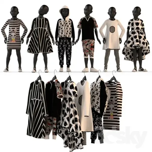 3DSky - Childrens Clothing on Mannequins and Hangers - Image 2