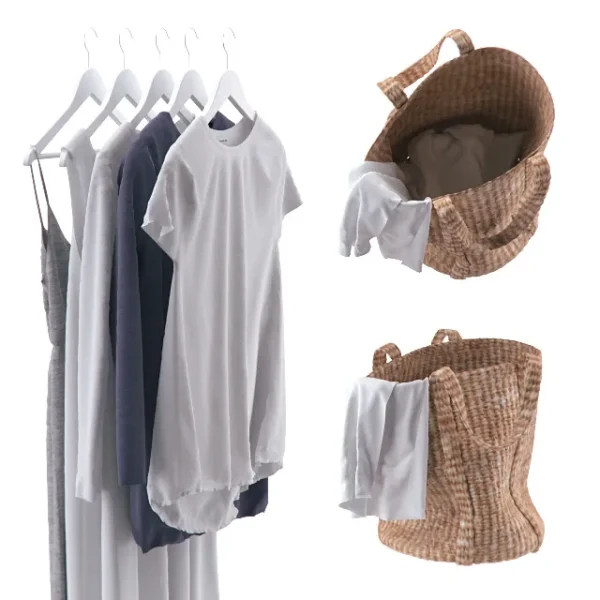 3DSky - Clothes on Hangers and Linen Basket - Image 2