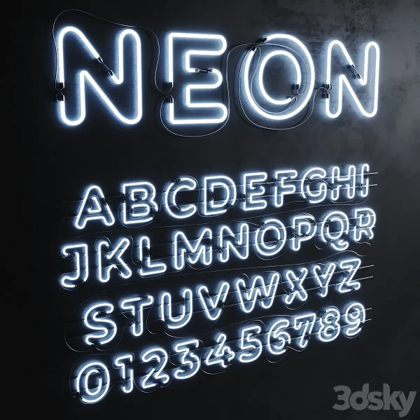 3DSky - Neon Set 012 Neon Alphabet - Image 2