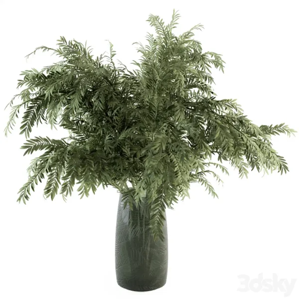 3DSky - Bouquet Green Branch In Glass Vase 64